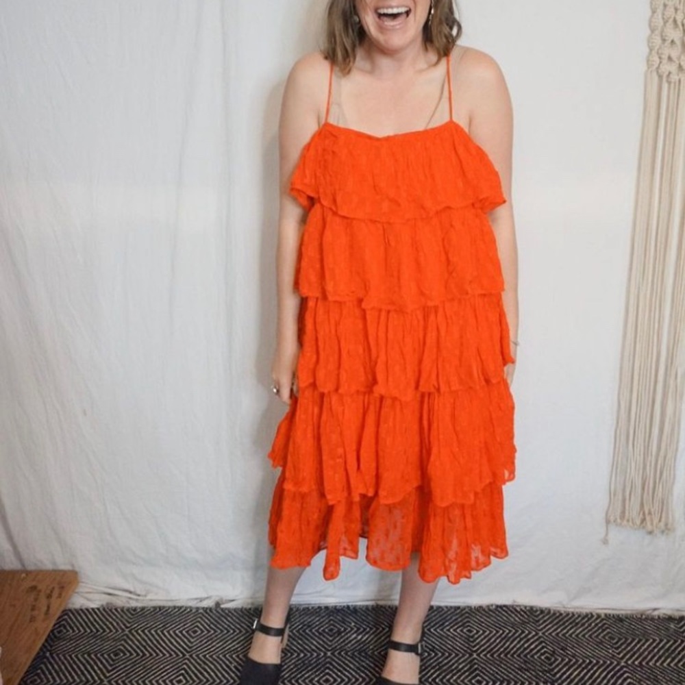 Anthropologie New With Tag ruffle midi dress